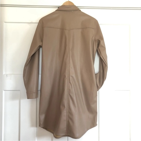 Easel Women’s Faux Leather Duster Shirt Jacket Shacket Small Boho Trench Coat - Picture 9 of 16